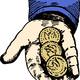 Hand with three Coins vector clipart