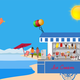 Ice Cream Cart on Beach vector clipart