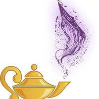Magic Lamp with purple smoke coming out vector clipart