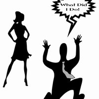 Man in Marriage Trouble with wife vector clipart