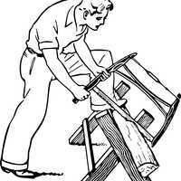 Man Sawing Wood Vector Clipart