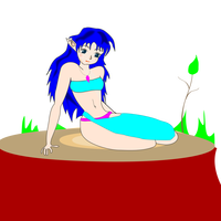 Pretty Elf Girl in light blue Bikini Vector Clipart
