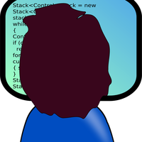 Programmer looking at screen with code vector clipart