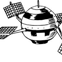 Satellite with solar panels vector clipart