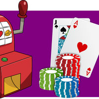 Slot Machines, cards, chips, and dart board vector clipart