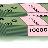 Stacks of hundred dollar bills, cash vector clipart