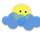 Sun behind the cloud vector clipart