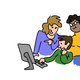 Three people working together vector clipart