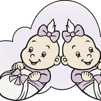 Two Girl Babies Vector Clipart