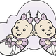Two Girl Babies Vector Clipart
