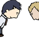 Two Guys Bowing Vector Clipart