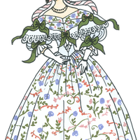 Vintage Woman's Ball Gown vector file