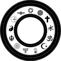 Wheel with religious symbols vector clipart