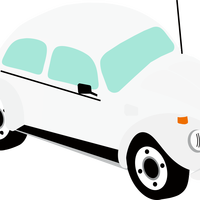 White Beetle Car Vector Clipart