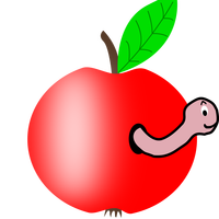 Worm in an apple vector clipart