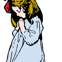 Young Girl Praying Vector Clipart
