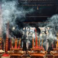 Incense burning at a temple in Hanoi, Vietnam