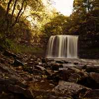 Waterfalls scene in Wales