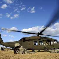 Soldiers with a Blackhawk Helicopter