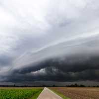 Landscape with storm clouds in the sky